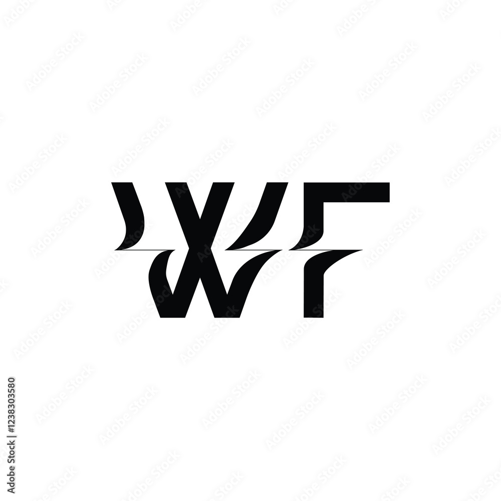 Fototapeta premium WF monogram logo design letter text name symbol monochrome logotype alphabet character simple logo
