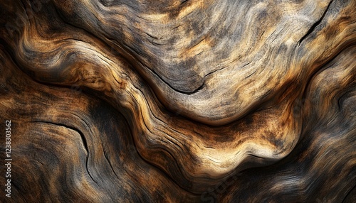 Abstract Wood Grain Texture Showing Swirling Patterns