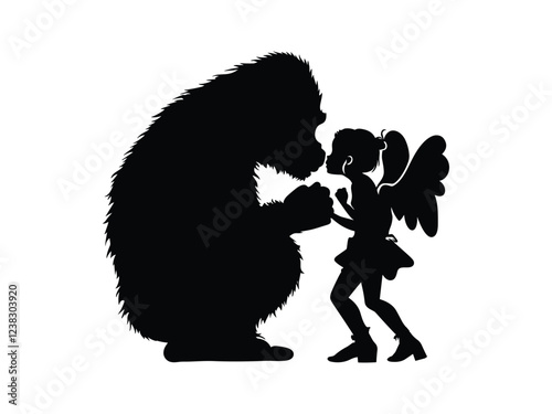 Romantic Gorilla Silhouette – Valentine's Day Animal Love Clipart