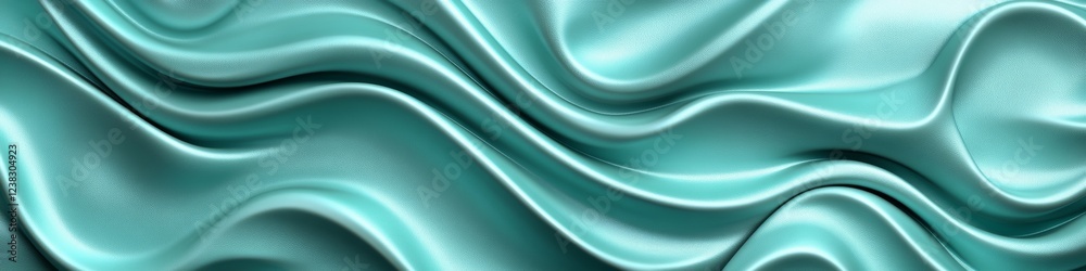 Obraz premium Abstract Background With Delicate Mint Green Waves, Elegant Minimalism Design, Smooth Silk Texture