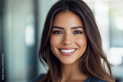 Confident Hispanic businesswoman smiling portrait.