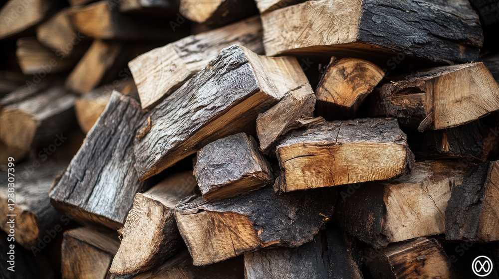 Stacked firewood in a rustic arrangement, ready for use. Stacked firewood in a rustic arrangement, ready for use.