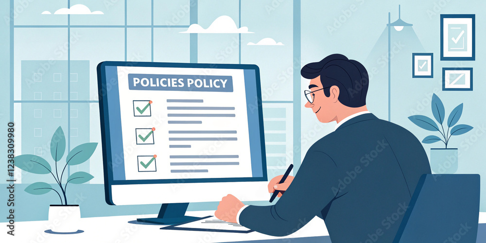 A Businessman Checking Steps Through a Virtual Interface for Project Management A Businessman Checking Steps Through a Virtual Interface for Project Management