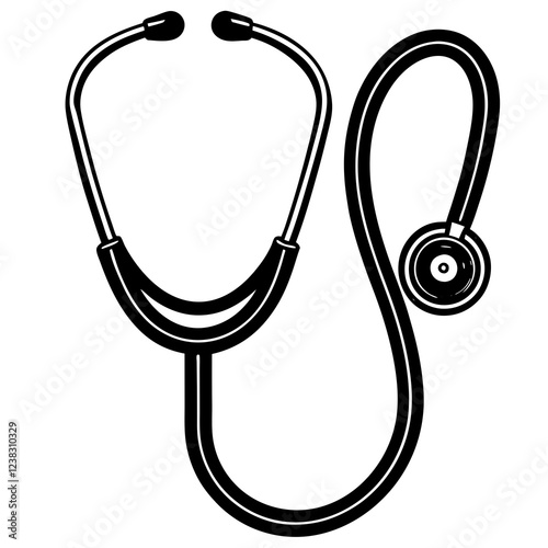 Stethoscope Silhouette vector with white background