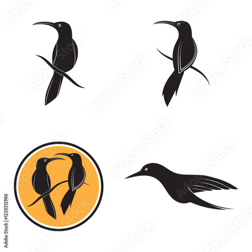 bird stone magpie icon vector illustration template design