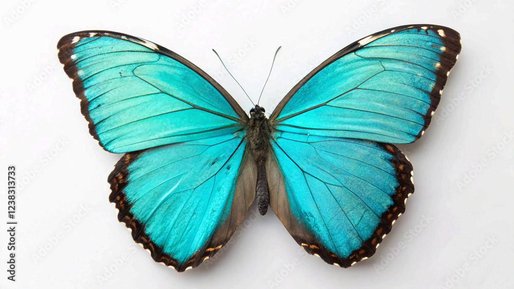 Elegant Turquoise Butterfly Isolated Against White Elegant Turquoise Butterfly Isolated Against White