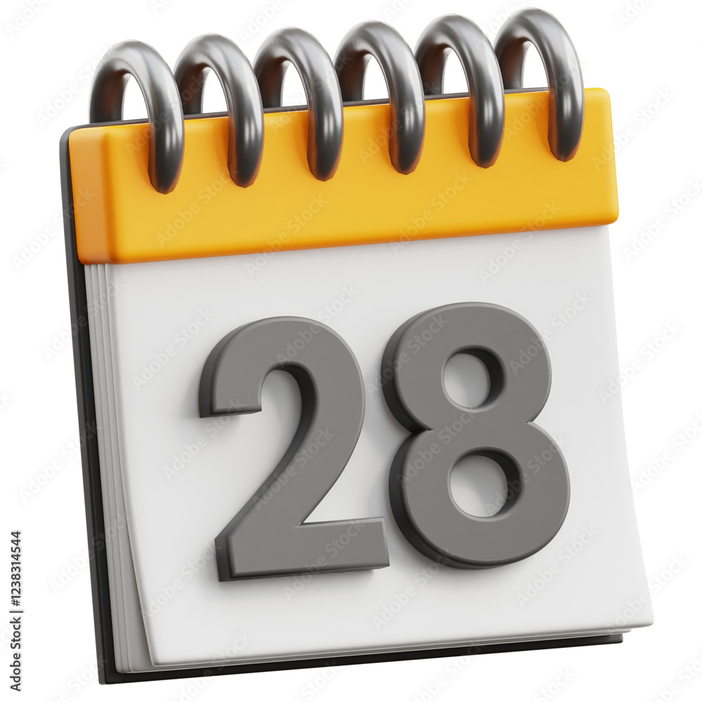 Calendar Date 28 3D Illustration Calendar Date 28 3D Illustration
