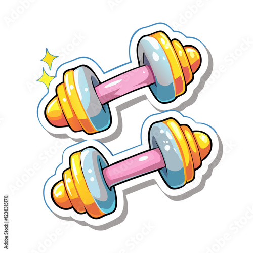 Pink and gold dumbbells sticker