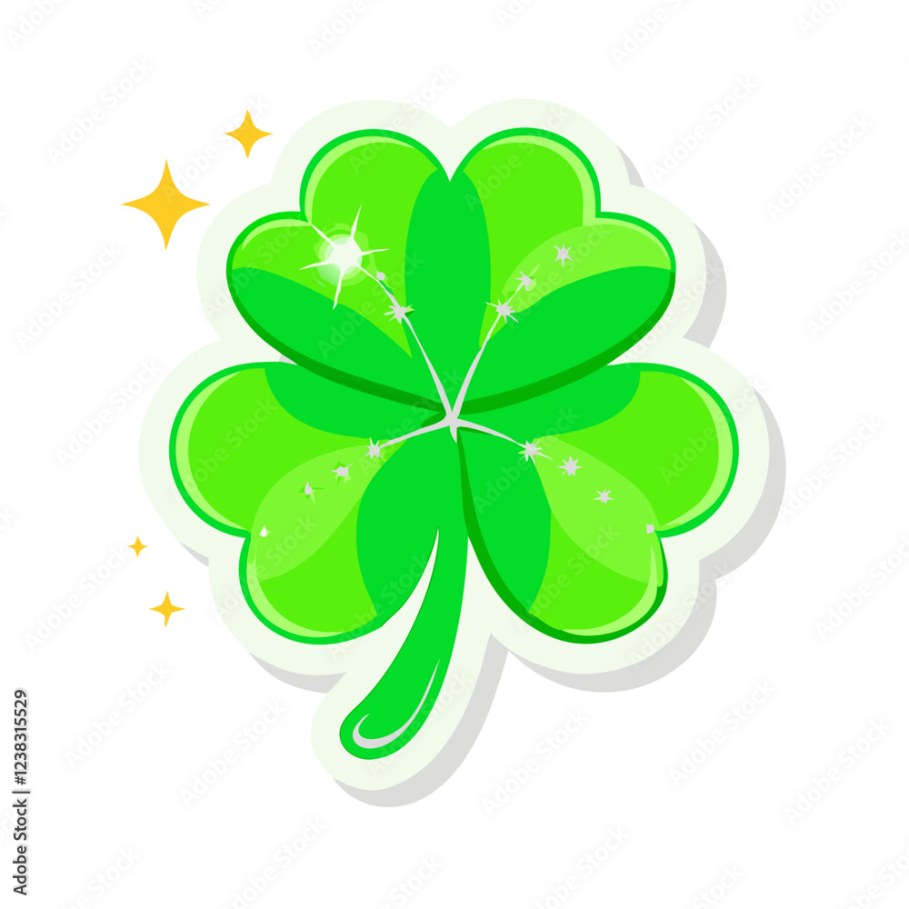 Fototapeta premium Green lucky clover sticker