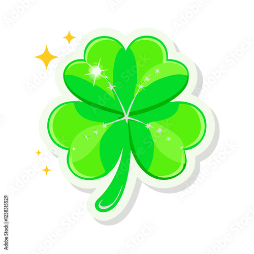 Green lucky clover sticker