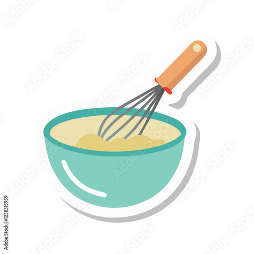 Cartoon mixing bowl with whisk sticker