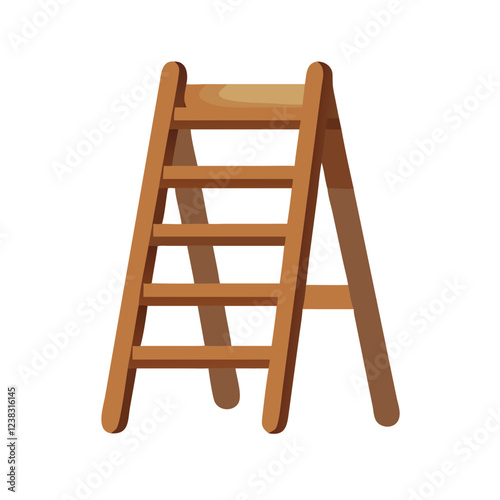 Wooden stepladder cartoon style sticker