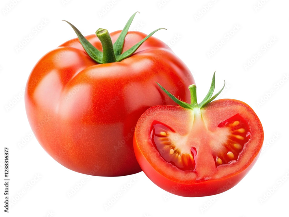 Juicy slice of tomato isolated on Transparent Background. Juicy slice of tomato isolated on Transparent Background.