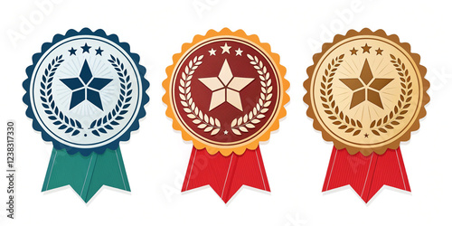 Impressive Collection of Award Badges Isolated for Recognition and Achievement