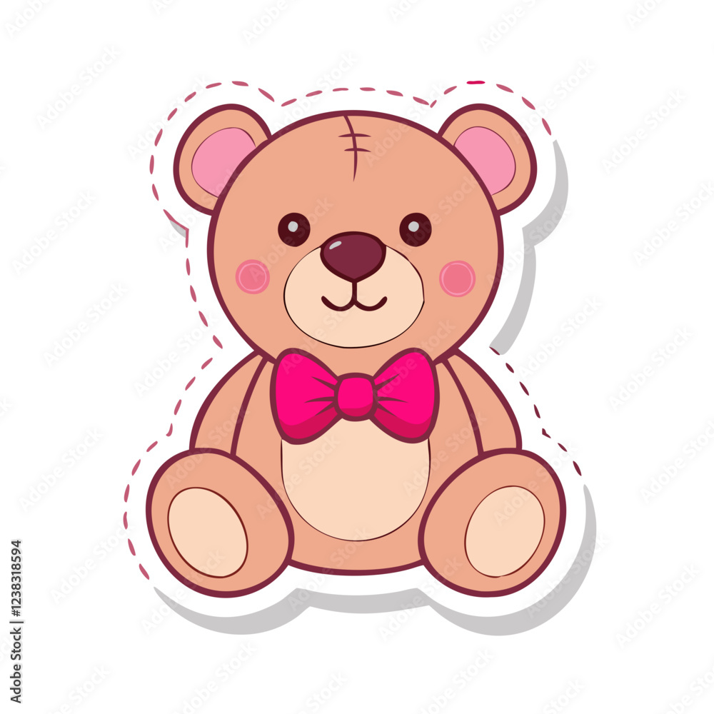 Fototapeta premium Brown teddy bear with pink bowtie