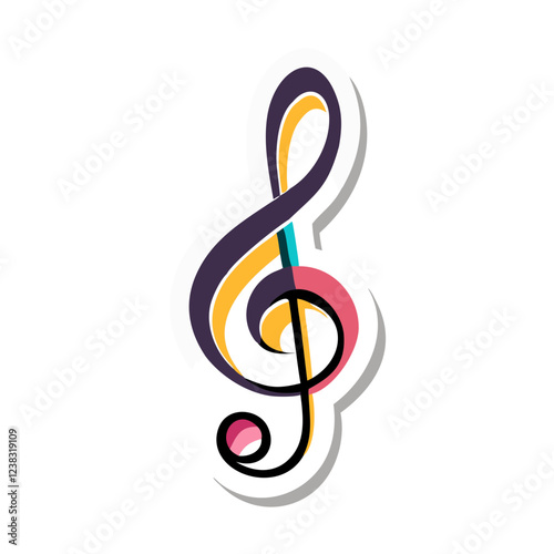Multicolor treble clef with elegant curves