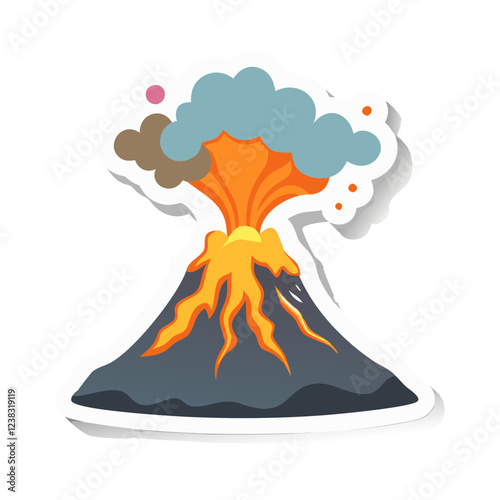 Cartoon erupting volcano with smoke