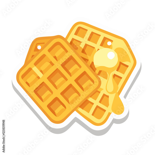 Golden waffles with syrup