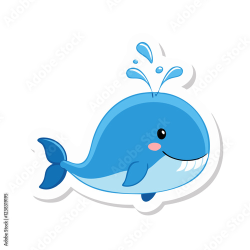 Cute blue whale spouting water
