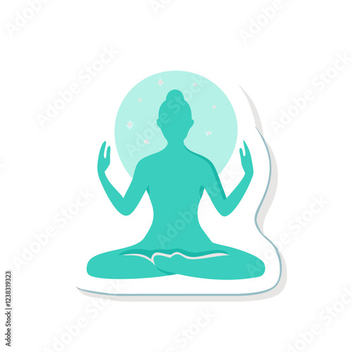 Silhouette of meditating figure with aura