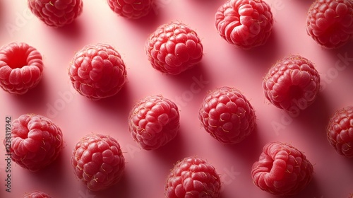 Radiant Raspberries on a Pink Canvas: A Juicy, Vibrant Display of Freshness photo