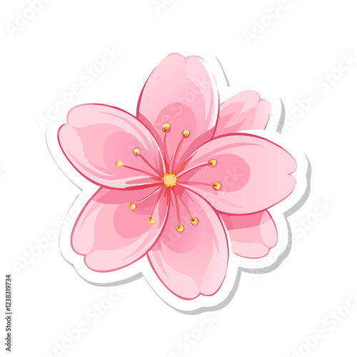 Pink cherry blossom flower sticker