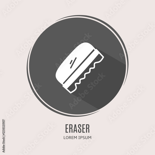 Symbol eraser logo. Illustration of eraser in flat. Stock vector.