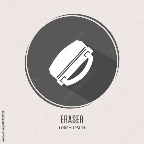 Symbol eraser logo. Illustration of eraser in flat. Stock vector.