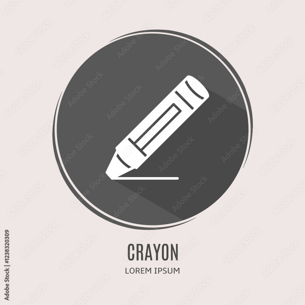 Symbol crayon logo. Illustration of crayon in flat. Stock vector. Symbol crayon logo. Illustration of crayon in flat. Stock vector.