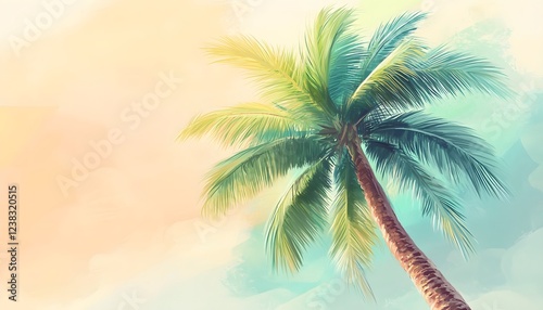 A Single Palm Tree Against A Pastel Sky