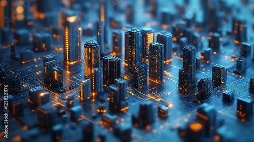 A futuristic city skyline illuminated with glowing circuits and buildings, showcasing a blend of technology and urban life.