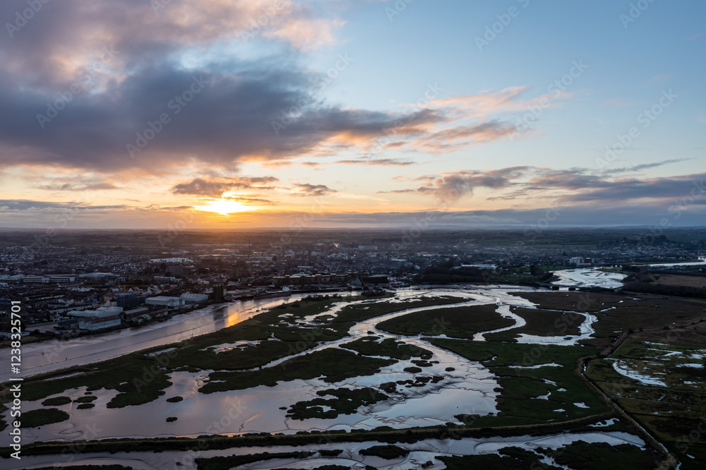 Obraz premium Aerial View over Dundalk, Louth, Ireland 