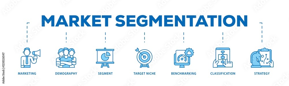 Market segmentation infographic icons flow process which consists of marketing, demography, segment, target niche, benchmarking, classification, strategy icon live stroke and easy to edit . Market segmentation infographic icons flow process which consists of marketing, demography, segment, target niche, benchmarking, classification, strategy icon live stroke and easy to edit .