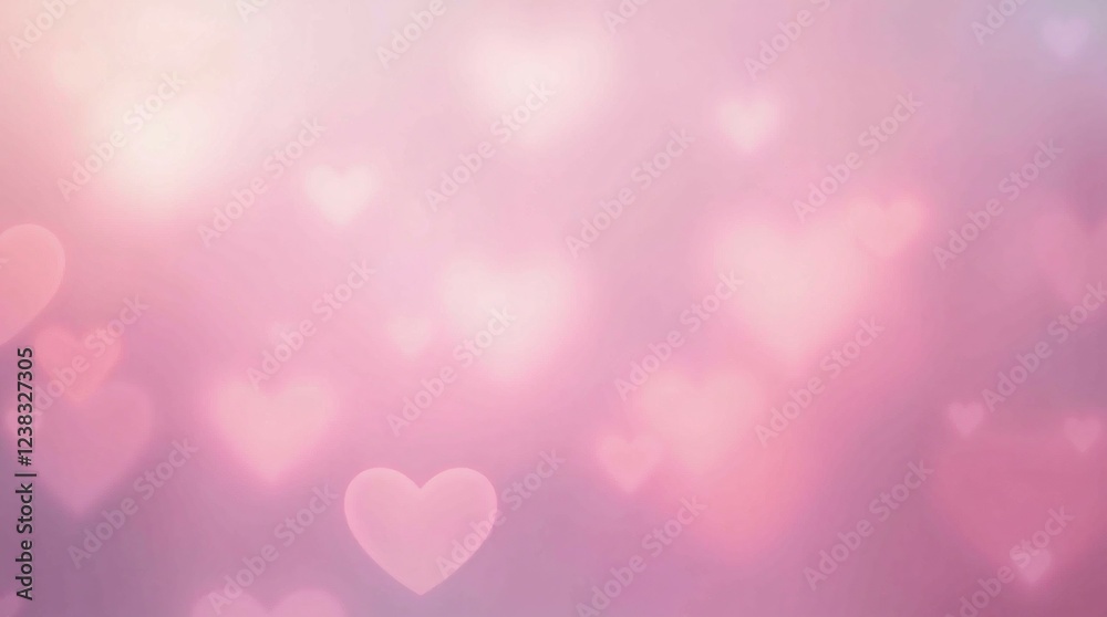 A Soft Pastel Pink Background With Blurred Floating Hearts Creating a Romantic Atmosphere. A Soft Pastel Pink Background With Blurred Floating Hearts Creating a Romantic Atmosphere.