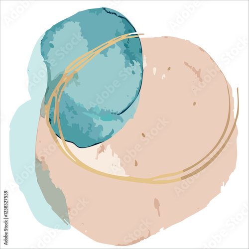 Abstract watercolor background, simple pastel tones design, luxury style wallpaper, vector illustration, with liquid objects, shapes, curves, for banner, poster, advertisement.