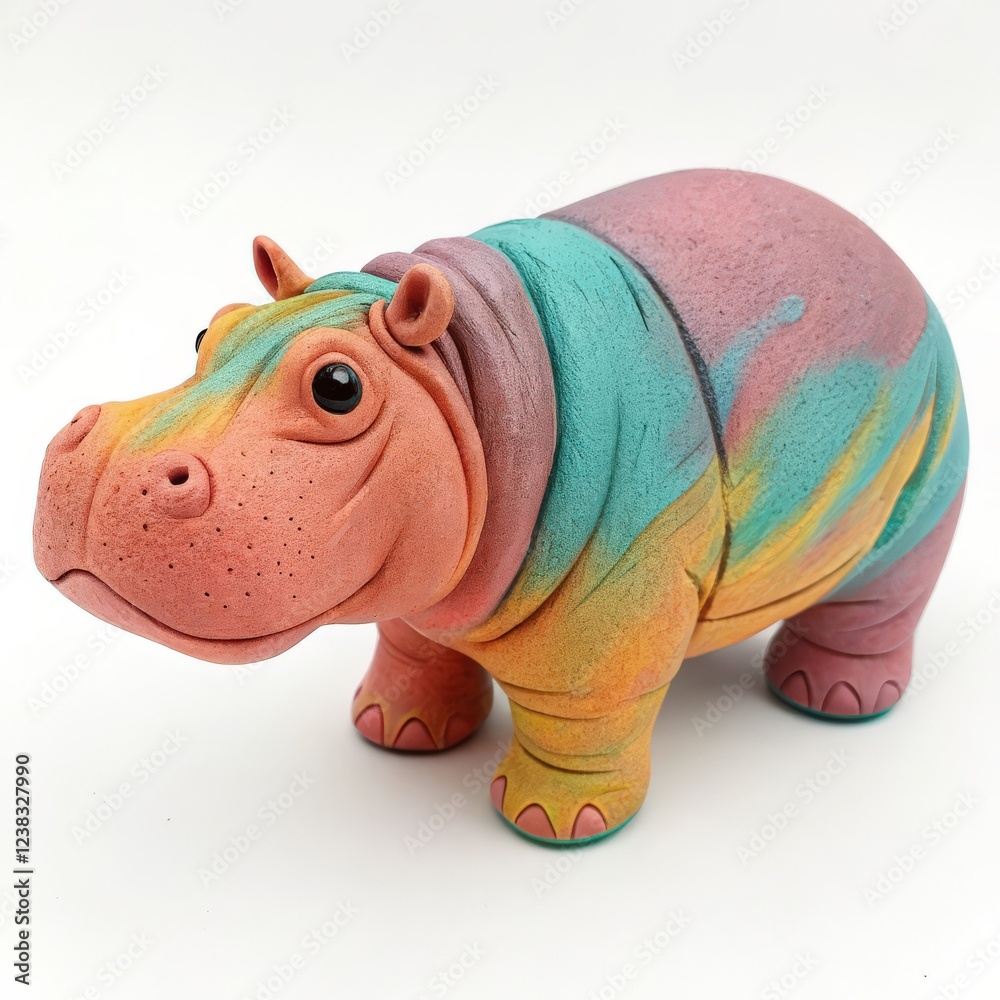 Fototapeta premium Clay Hippo on a white background