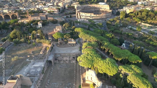 Aerial view of the Circus Maximus, the Paladin and the Colosseum. The center of ancient Rome
