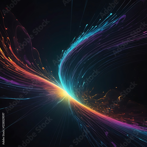 Glowing energy ripples expanding outward in a prismatic color palette on a dark futuristic background.

