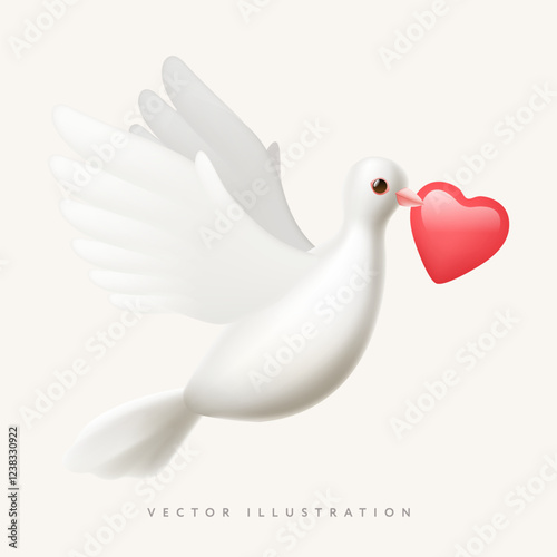 Pigeon love design illustration mockup. Valentines day concept. Romance, engagement and marriage symbol. Vector illustration