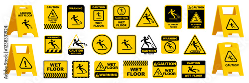 Caution wet floor sign plate collection. Hazard plate signs
