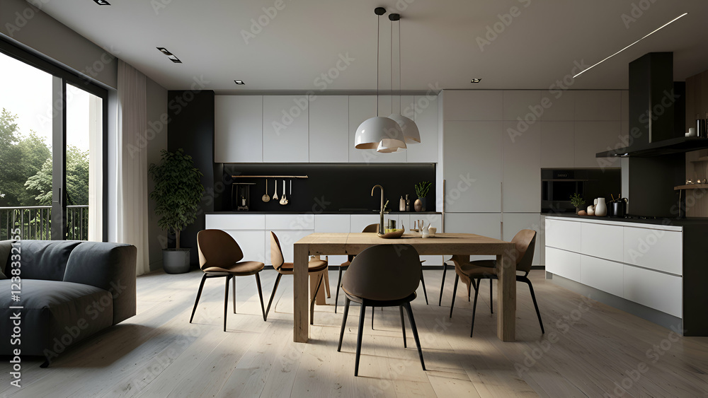 modern dining room with dining table modern dining room with dining table