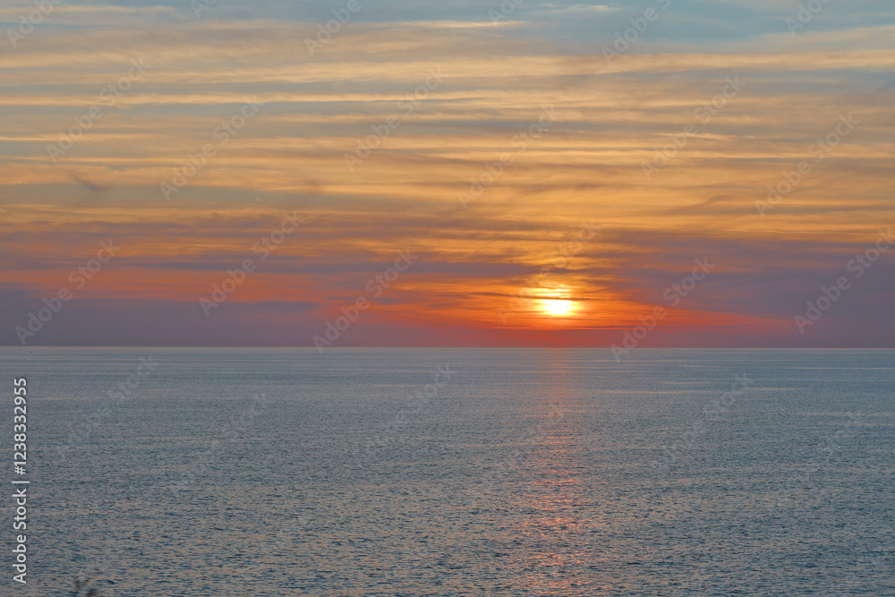 Fototapeta premium Sunset ocean beach. High quality photo