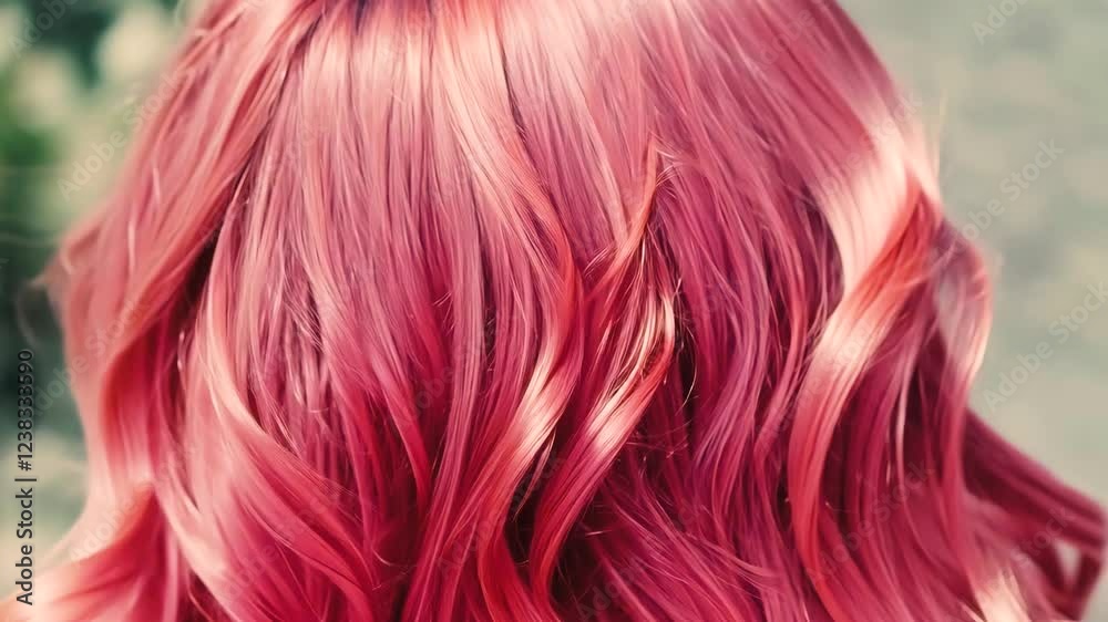 Vibrant pink curls under bright sunlight