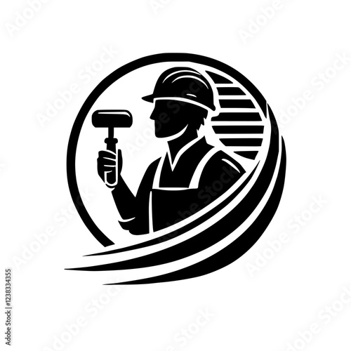 Construction Worker Silhouette: A Strong Symbol of Labor and Industry. Perfect for construction companies, industry-related businesses, and more.