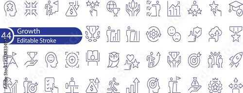 Growth Line Editable Icons set. Vector illustration in modern thin line style of progress icons. success, increase, evolution, and more.