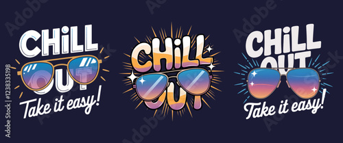 Chill Vibes T-Shirt Design - Relaxing Graphic Tee Featuring Cool Sunglasses and Fun Quotes, Perfect for Summer Days and Easy Living Enthusiasts Ready to Take It Easy!