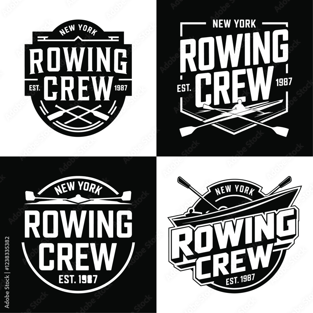 Obraz premium New York Rowing Crew T-Shirt Design - Classic Graphic Tee Celebrating Rowing with Established 1987, Perfect for Rowing Enthusiasts and Fans of Water Sports!