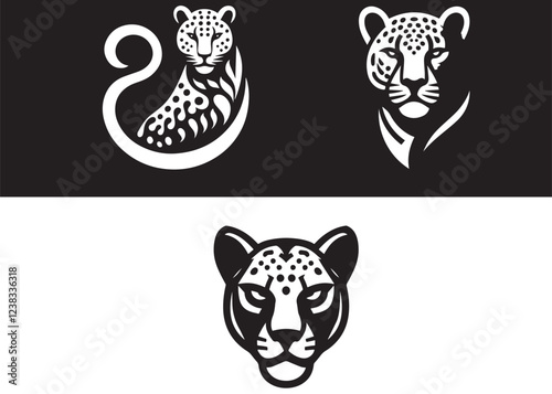 leopard head logo silhouette, silhouette of head leopard, leopard head logo icon, cheetah head silhouette logo vector animals, leopard head vector logo on a white background photo