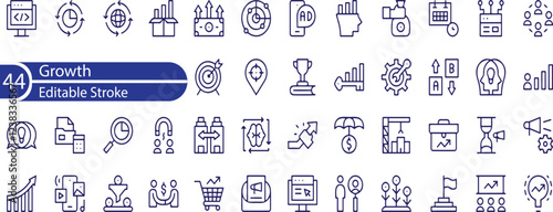 Growth Line Editable Icons set. Vector illustration in modern thin line style of progress icons. success, increase, evolution, and more.
