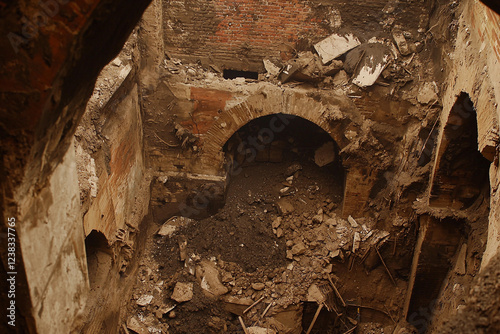 Coal mining activities in a derelict mine site photo